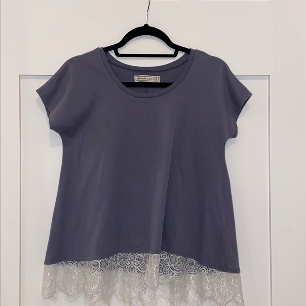 Abercrombie and Fitch charcoal blue lace top